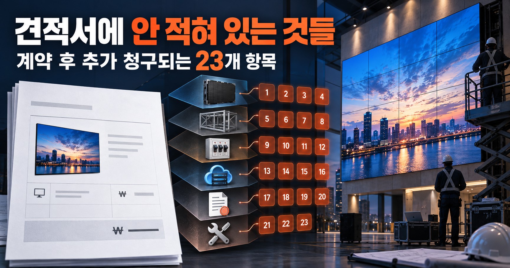 디지털사이니지 견적서, 여기에 안 적혀 있는 23개 항목 - LED 전광판·DID 계약 후 추가 청구되는 비용